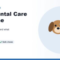 Illustration of a dog with a toothbrush and a clean white tooth