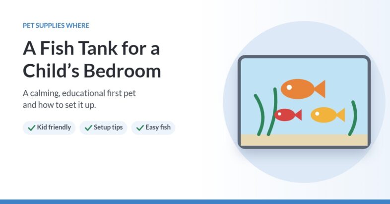 Illustration of a small fish tank with colorful fish and plants