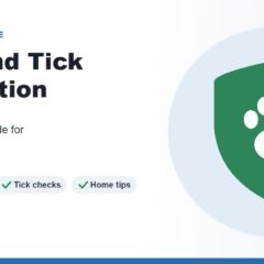 Illustration of a green shield with a white paw print for flea and tick protection