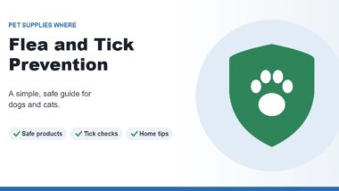 Illustration of a green shield with a white paw print for flea and tick protection