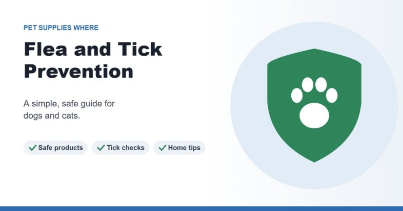 Illustration of a green shield with a white paw print for flea and tick protection