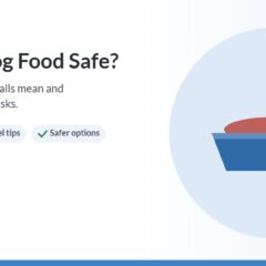 Illustration of a dog food bowl with a warning sign